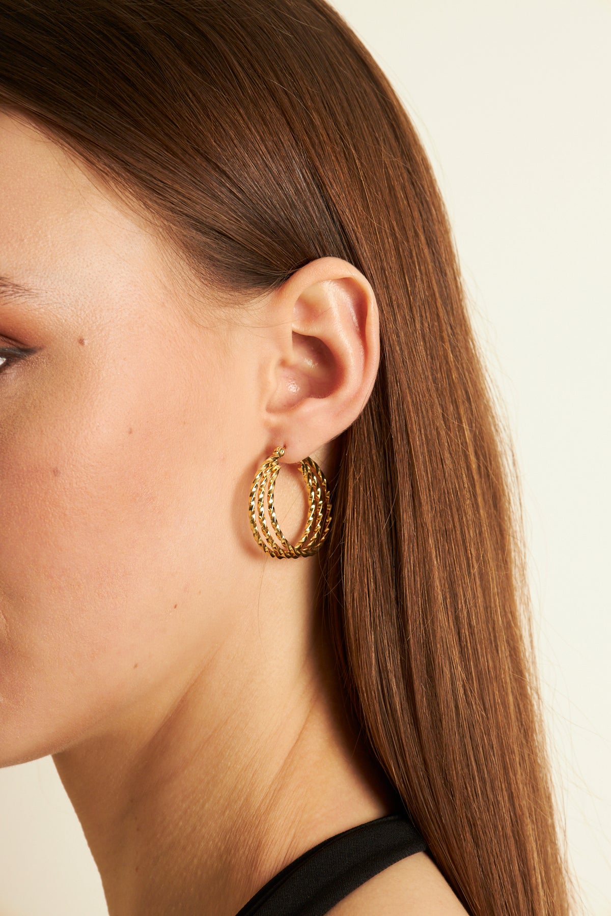 Astrid Earrings Gold, Stainless steel - Earrings - Feraye