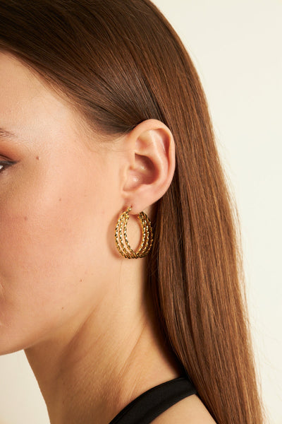 Astrid Earrings Gold, Stainless steel - Earrings - Feraye