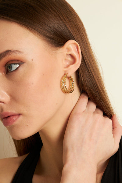 Astrid Earrings Gold, Stainless steel - Earrings - Feraye