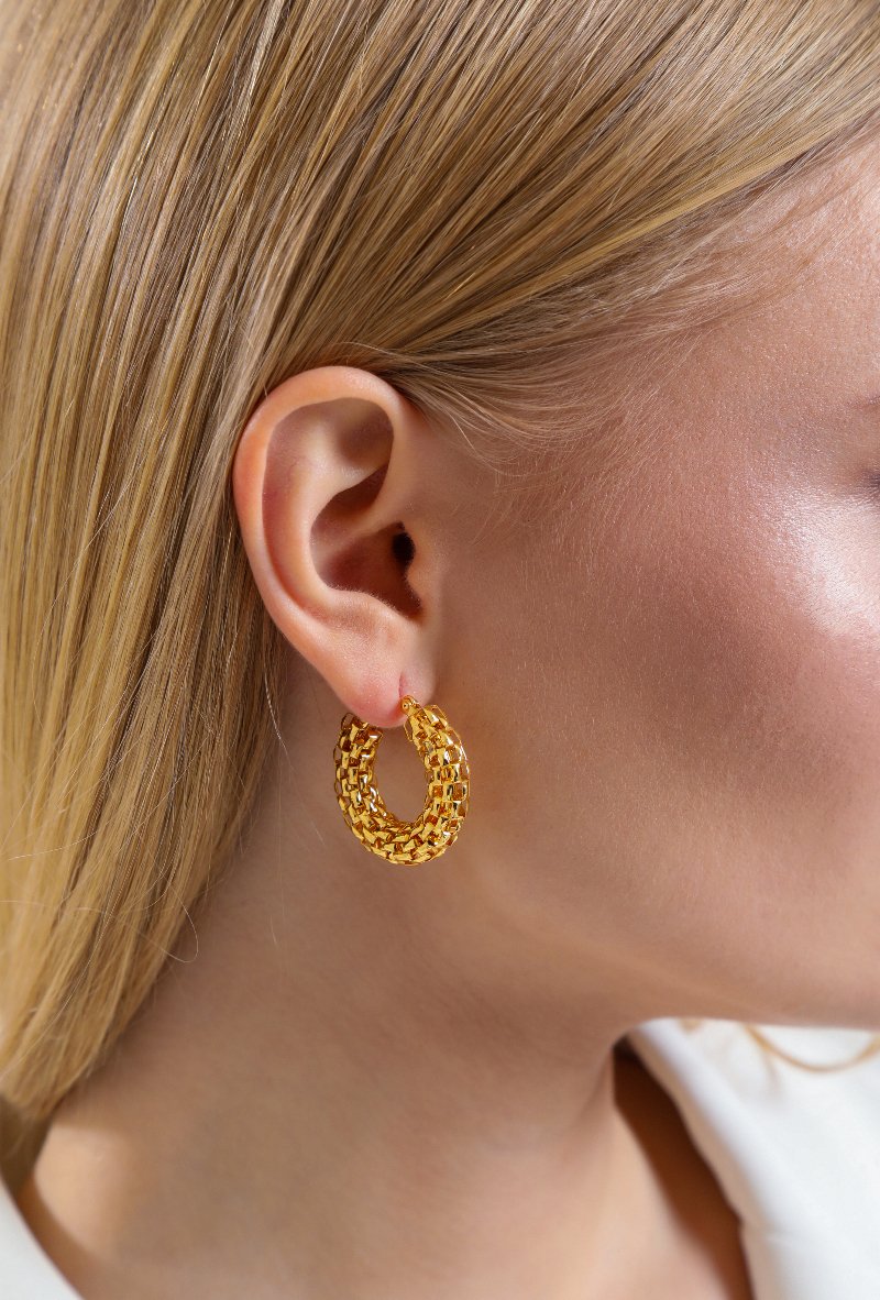 Glowing Cindy Earrings Gold, Stainless steel - Earrings - Feraye