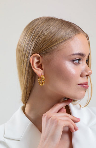 Glowing Cindy Earrings Gold, Stainless steel - Earrings - Feraye