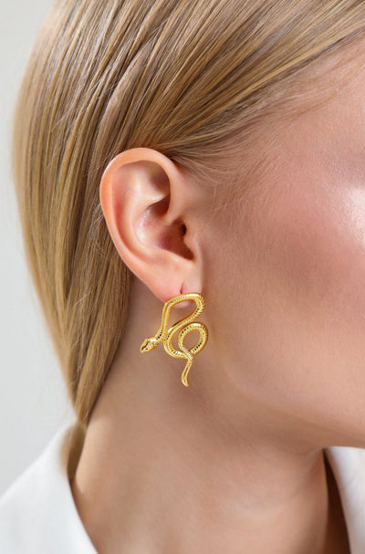 Midgrad's Golden Snakes Earrings Gold, Stainless steel - Earrings - Feraye