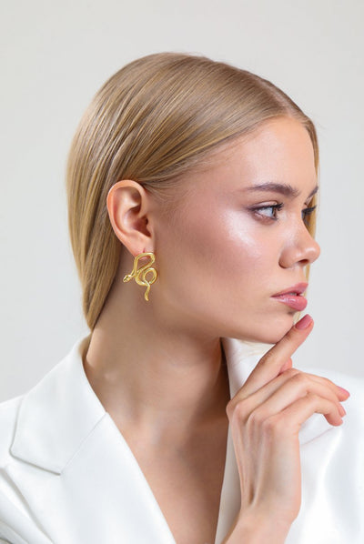 Midgrad's Golden Snakes Earrings Gold, Stainless steel - Earrings - Feraye