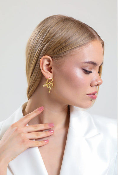 Midgrad's Golden Snakes Earrings Gold, Stainless steel - Earrings - Feraye